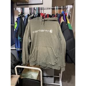 Size XL- Carhartt Oversized Signature Graphic Design Hoodie Men's Olive Green